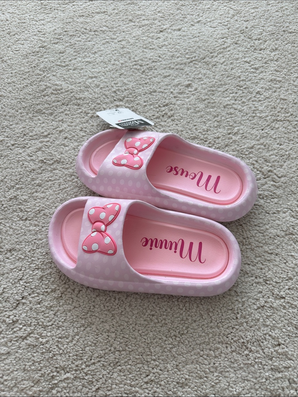 Disney Pink Polka Dot Slide Sandals with Bow Accent
